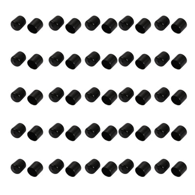 uxcell Uxcell 50Pcs 22mm Inner Dia PVC Flexible Vinyl End Cap Screw Protector Cover Black
