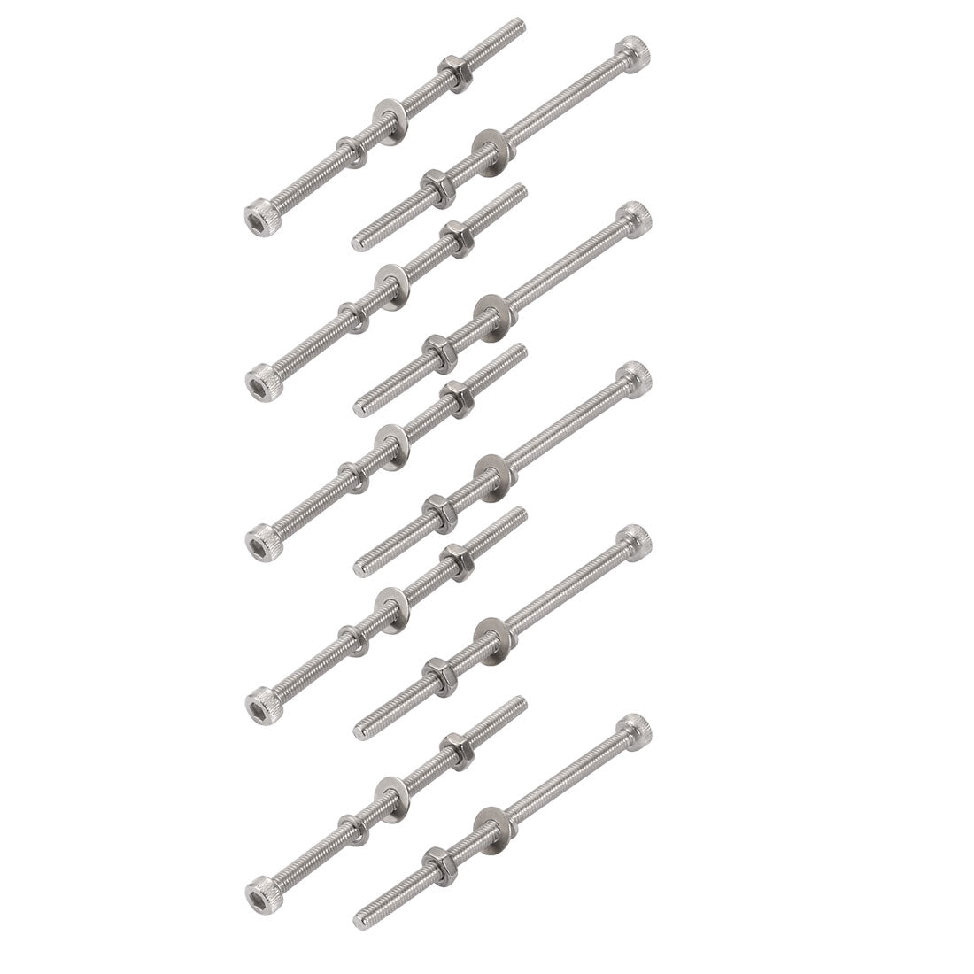 uxcell Uxcell 10Pcs M3x55mm 304 Stainless Steel Knurled Hex Socket Head Bolt Nut Set w Washer