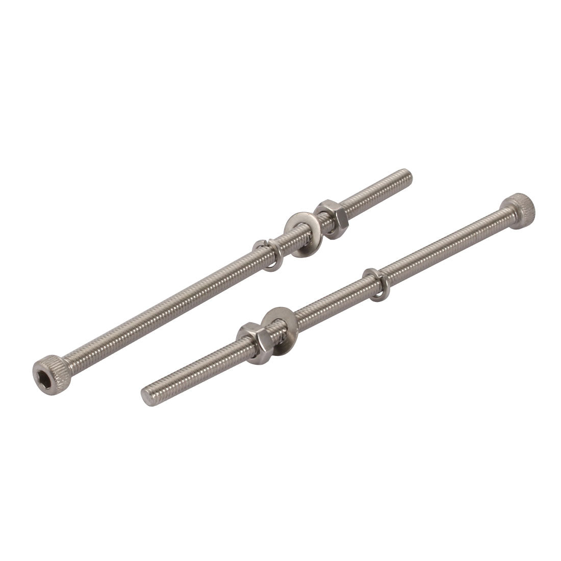 uxcell Uxcell 10Pcs M4x90mm 304 Stainless Steel Knurled Hex Socket Head Bolts Nuts Set w Washers