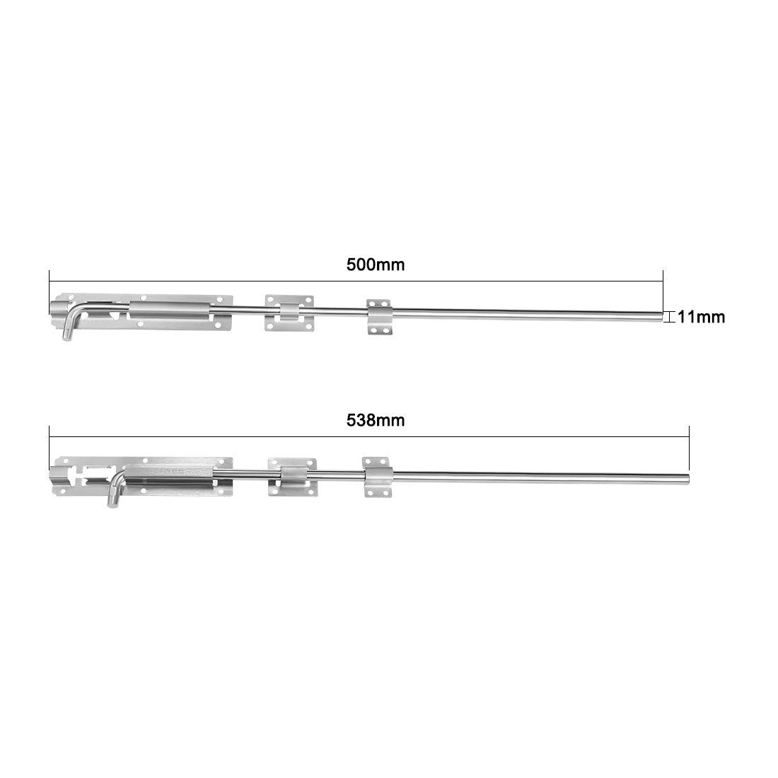 uxcell Uxcell 500mm Length 11mm Dia 304 Stainless Steel Double Drive Gate Latch Drop Rod