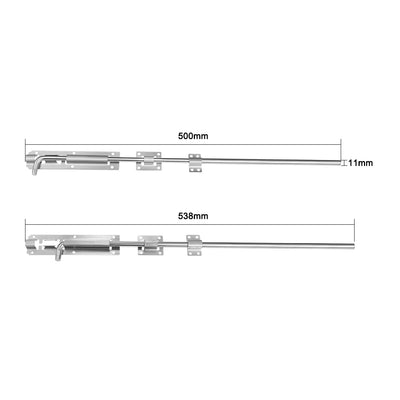 Harfington Uxcell 500mm Length 11mm Dia 304 Stainless Steel Double Drive Gate Latch Drop Rod