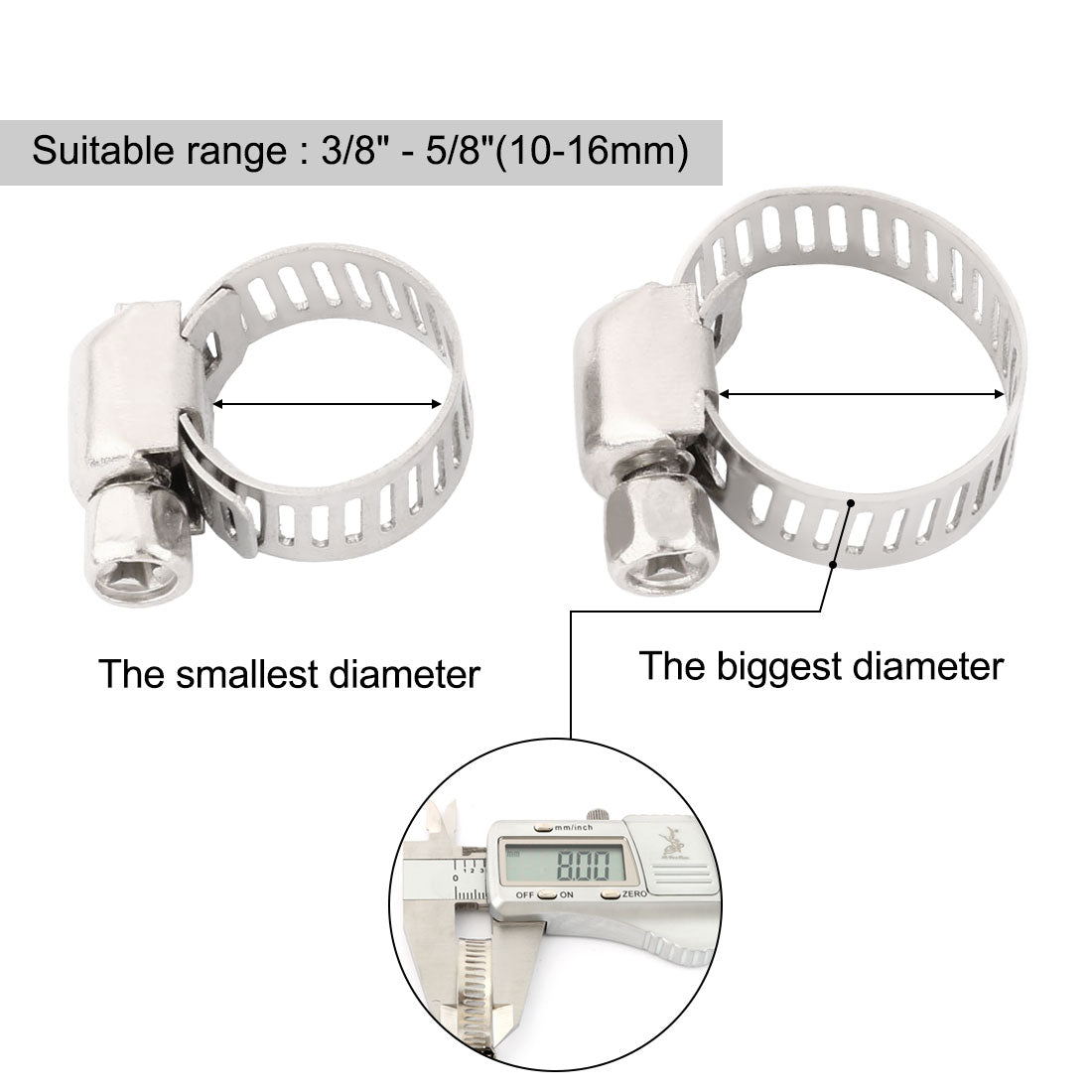 uxcell Uxcell 10pcs Steel Adjustable  Gear Clip Clamping Hose Clamp Silver Tone