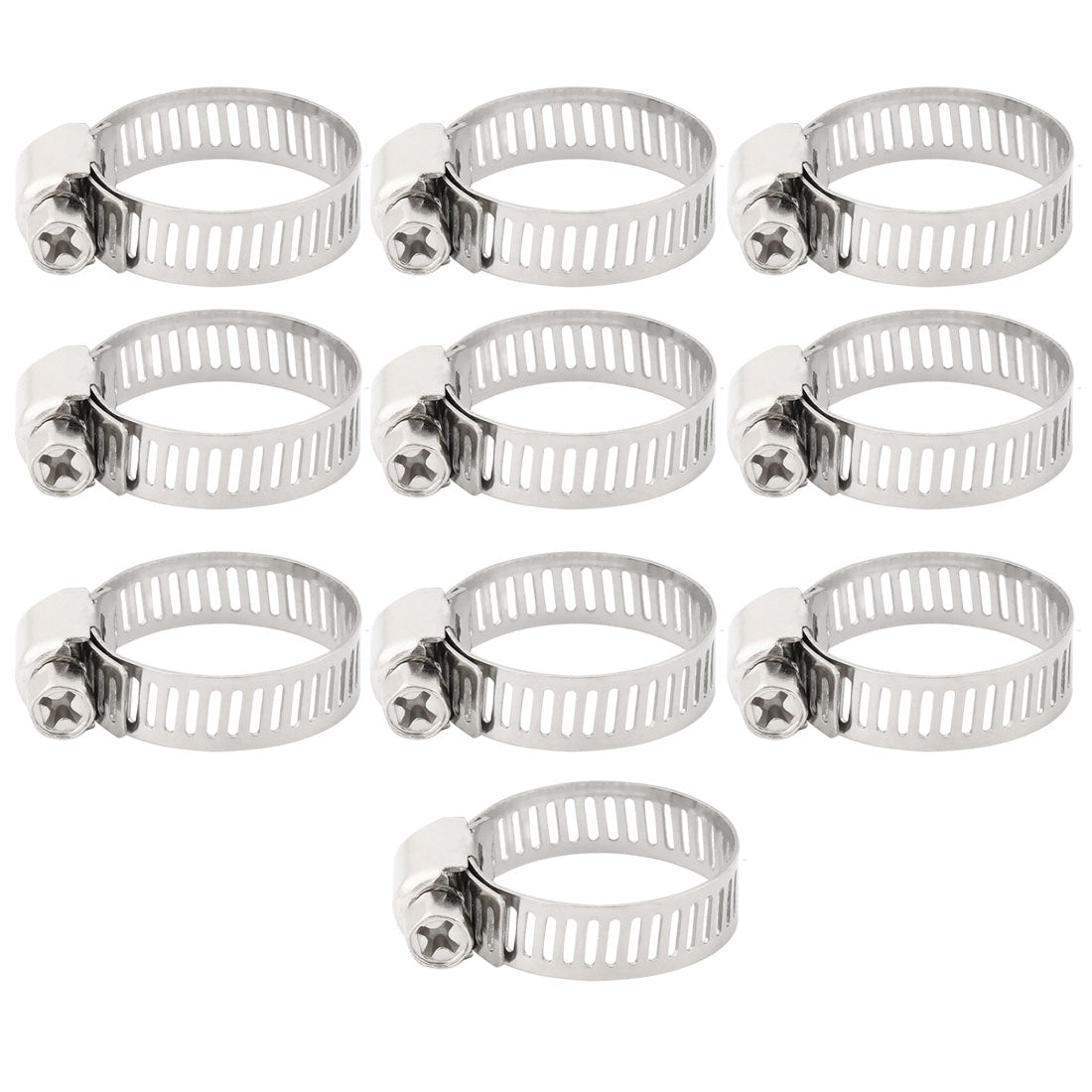 uxcell Uxcell 10pcs Steel Adjustable  Gear Clip Clamping Hose Clamp Silver Tone