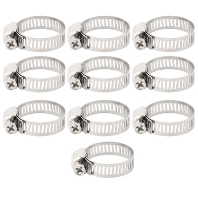 Harfington Uxcell 10pcs Steel Adjustable  Gear Clip Clamping Hose Clamp Silver Tone