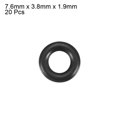 Harfington Uxcell 20pcs Black Nitrile Butadiene Rubber NBR O-Ring 3.8mm Inner Dia 1.9mm Width