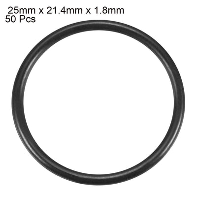 Harfington Uxcell 50pcs Black Nitrile Butadiene Rubber NBR O-Ring 21.4mm Inner Dia 1.8mm Width