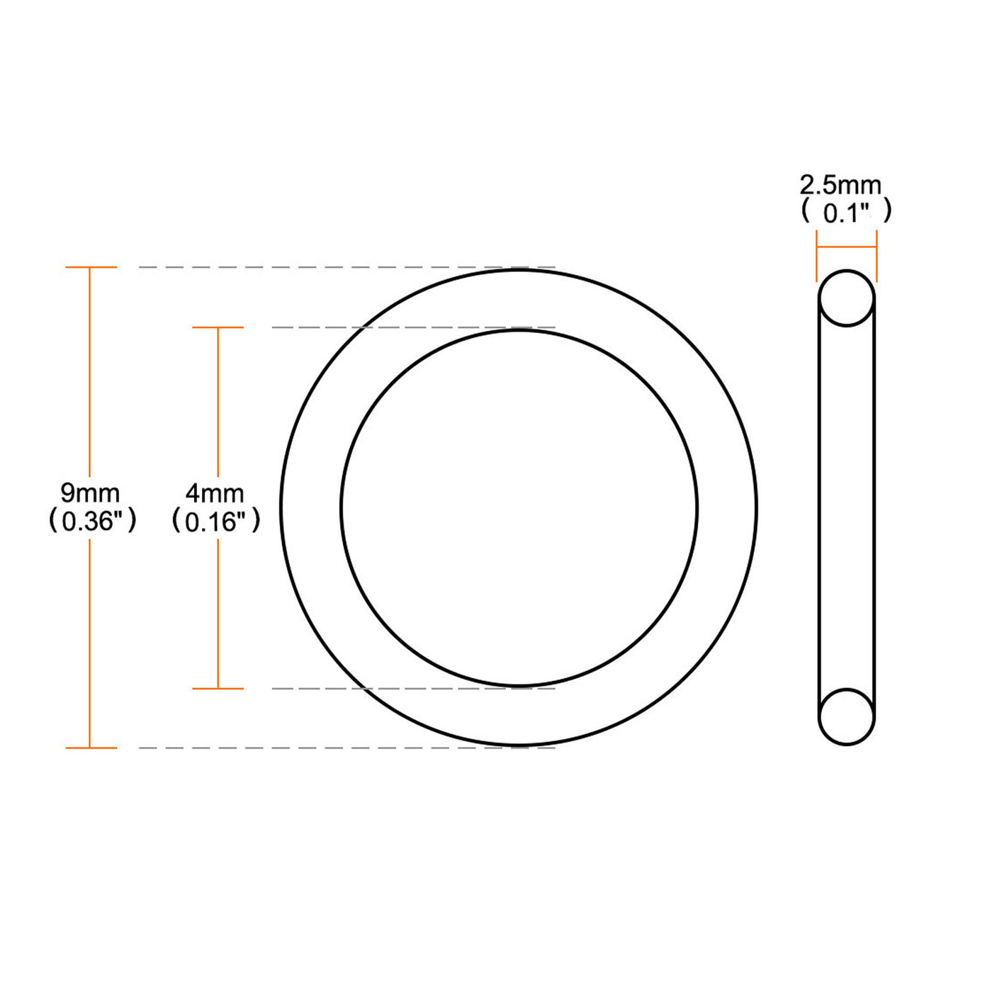 uxcell Uxcell 30pcs Black Nitrile Butadiene Rubber NBR O-Ring 4mm Inner Dia 2.5mm Width