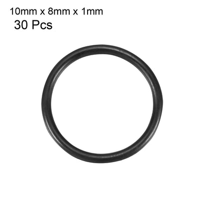 Harfington Uxcell 30pcs Black Nitrile Butadiene Rubber NBR O-Ring 8mm Inner Dia 1mm Width