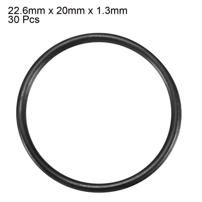 Harfington Uxcell 30pcs Black Nitrile Butadiene Rubber NBR O-Ring 20mm Inner Dia 1.3mm Width
