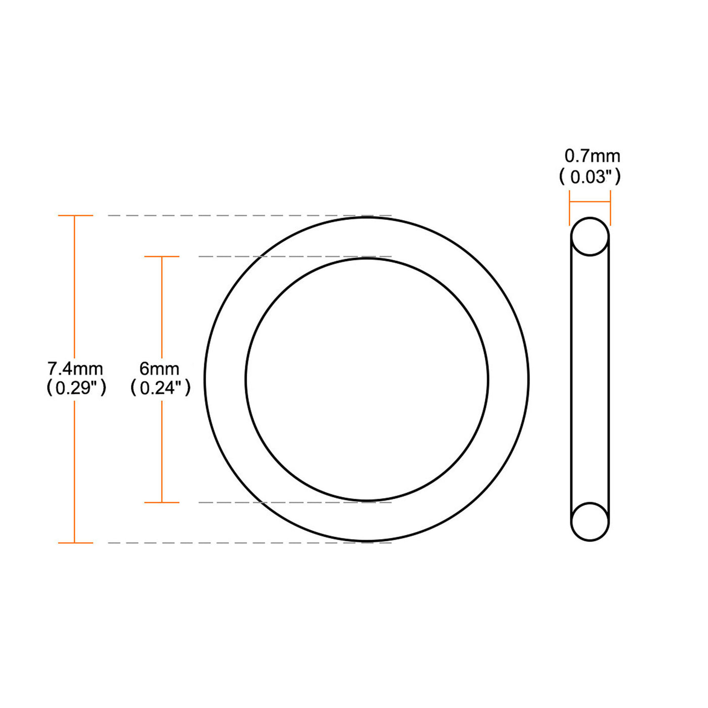 uxcell Uxcell 5pcs Black Nitrile Butadiene Rubber NBR O-Ring 6mm Inner Dia 0.7mm Width 1111