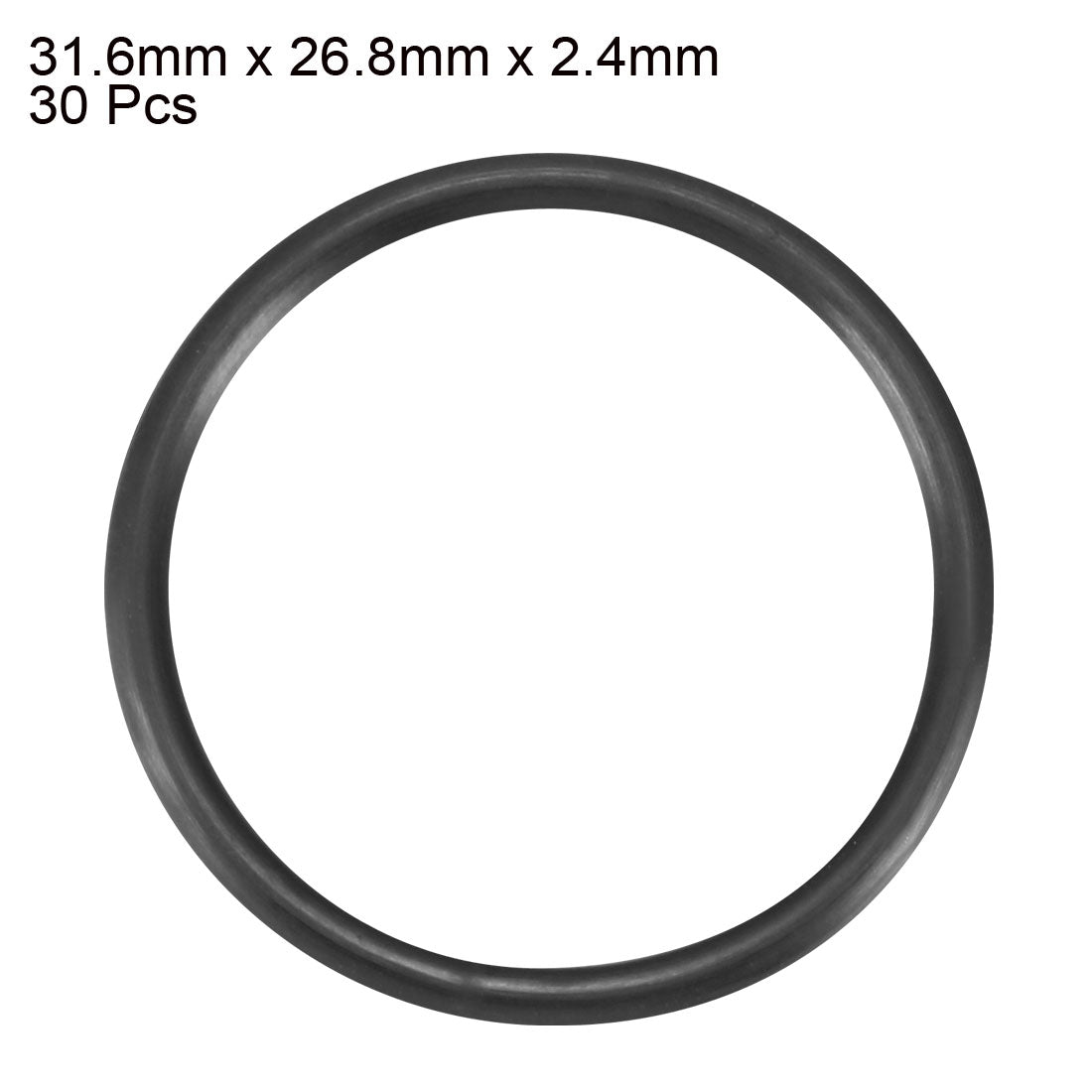 uxcell Uxcell 30pcs Black Nitrile Butadiene Rubber NBR O-Ring 26.8mm Inner Dia 2.4mm Width