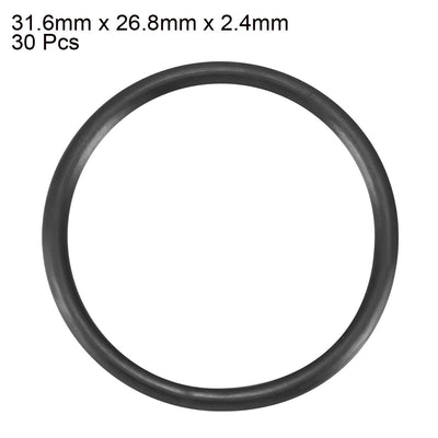 Harfington Uxcell 30pcs Black Nitrile Butadiene Rubber NBR O-Ring 26.8mm Inner Dia 2.4mm Width