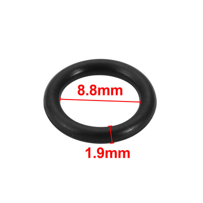 Harfington Uxcell 50pcs Black Nitrile Butadiene Rubber NBR O-Ring 8.8mm Inner Dia 1.9mm Width