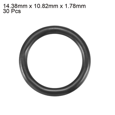 Harfington Uxcell 30pcs Black Nitrile Butadiene Rubber NBR O-Ring 10.82mm Inner Dia 1.78mm Width