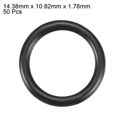 Harfington Uxcell 50pcs Black Nitrile Butadiene Rubber NBR O-Ring 10.82mm Inner Dia 1.78mm Width