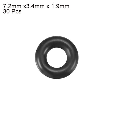Harfington Uxcell 30pcs Black Nitrile Butadiene Rubber NBR O-Ring 3.4mm Inner Dia 1.9mm Width