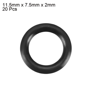 Harfington Uxcell 20pcs Black Nitrile Butadiene Rubber NBR O-Ring 7.5mm Inner Dia 2mm Width
