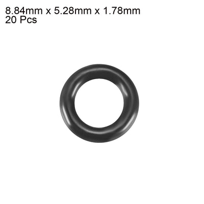Harfington 20pcs Black Nitrile Butadiene Rubber NBR O-Ring 5.28mm Inner Dia 1.78mm Width