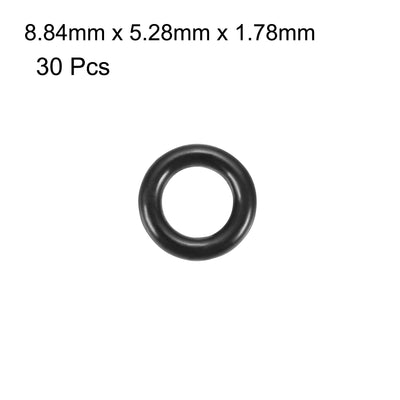Harfington 30pcs Black Nitrile Butadiene Rubber NBR O-Ring 5.28mm Inner Dia 1.78mm Width