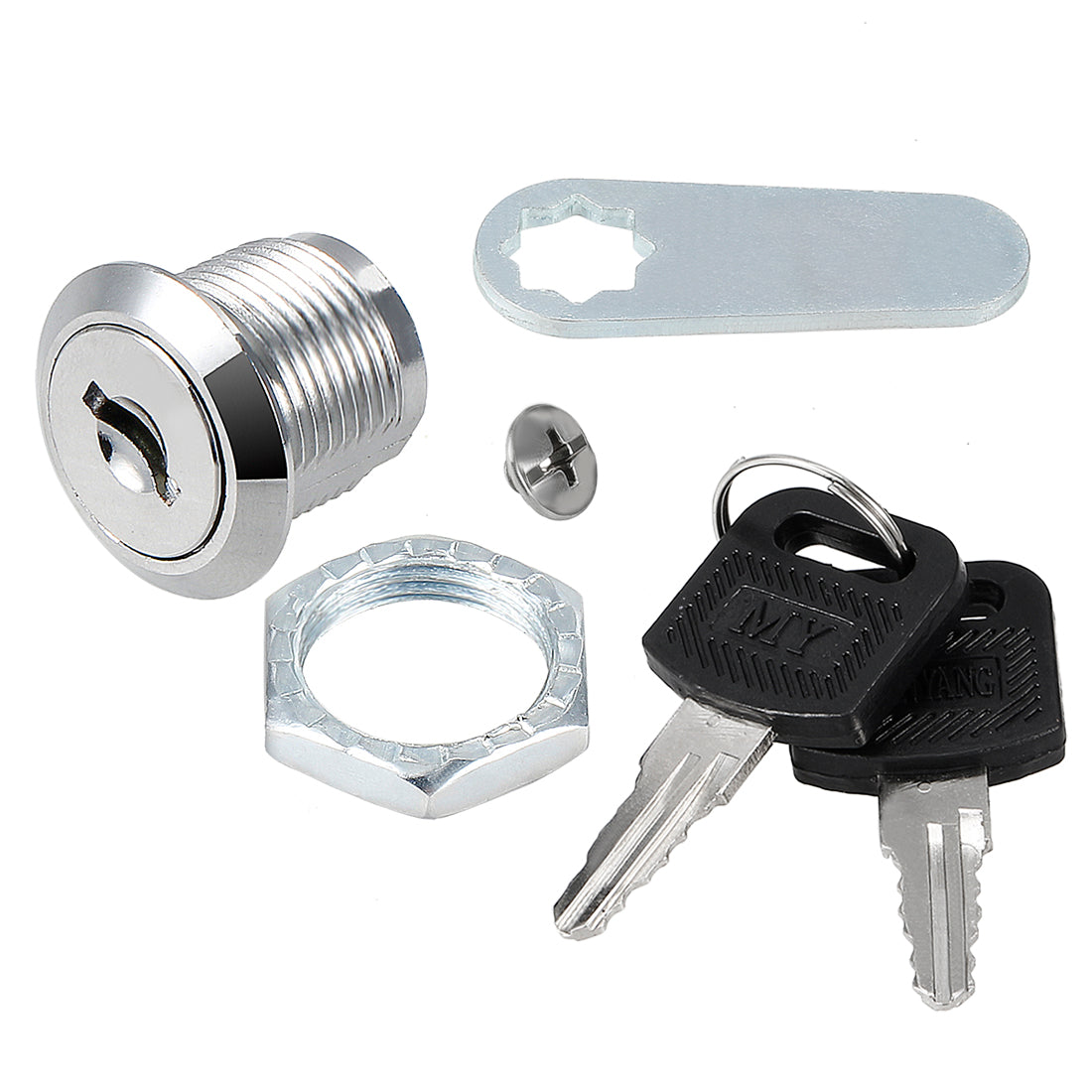 uxcell Uxcell 17.5mm Cylinder Diameter Zinc Alloy Chrome Plated Cam Lock w Key, Keyed Alike