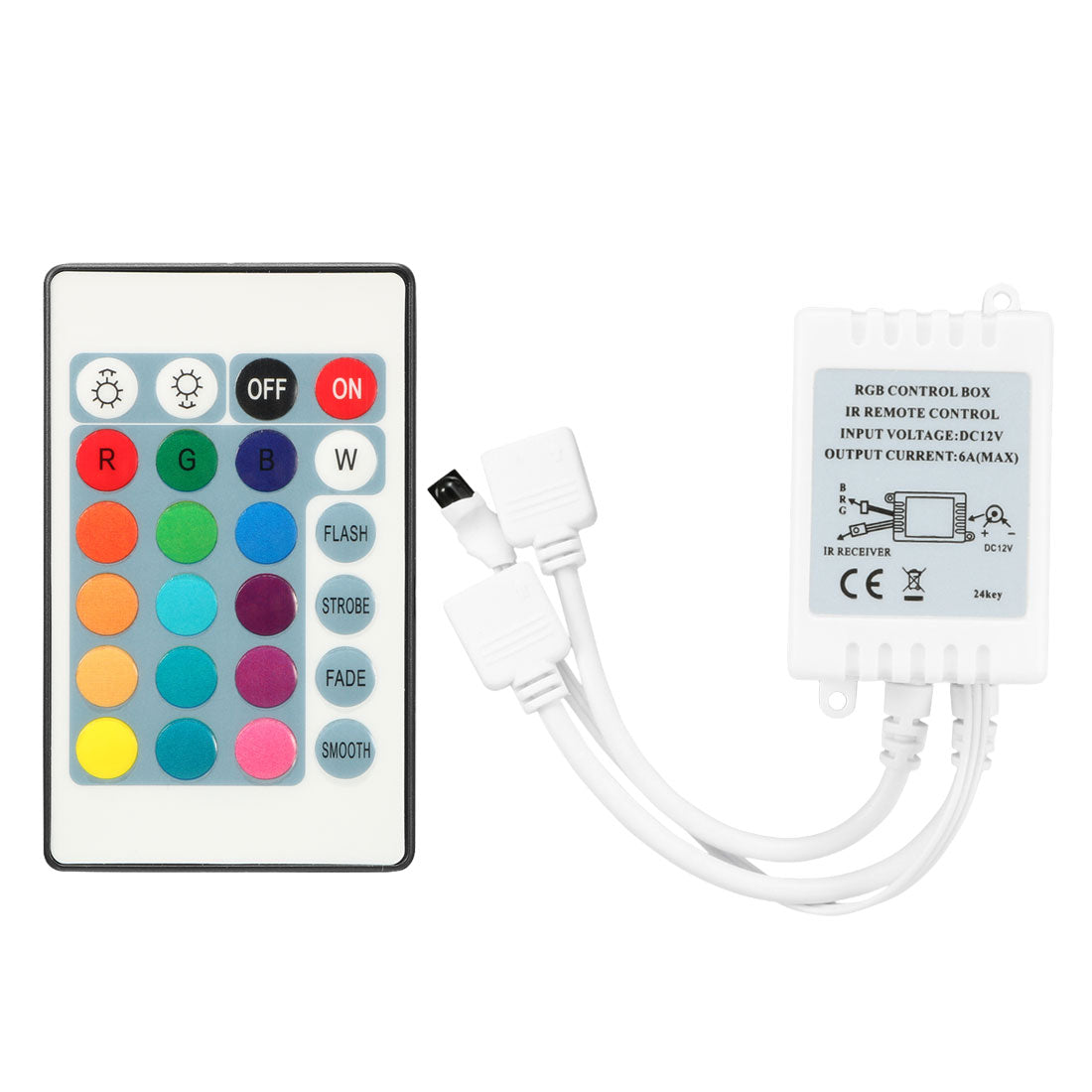 uxcell Uxcell DC 12V IR Remote Controller 24 Keys Mini Wireless Dimmer Control for 5050 3528 RGB LED Light Strip