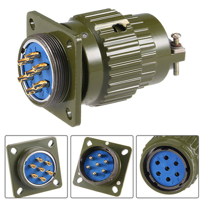 Harfington Uxcell Aviation Connector, 28mm 7P 25A 500V YP28-7 Waterproof Male Wire Panel Power Chassis Metal Fittings Connector Aviation Silver Tone