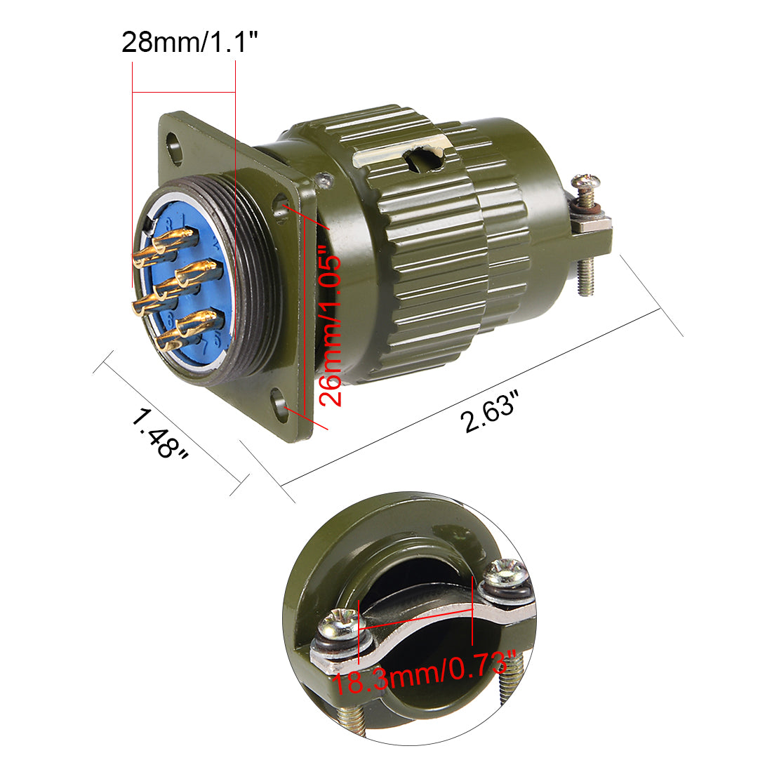 uxcell Uxcell Aviation Connector, 28mm 7P 25A 500V YP28-7 Waterproof Male Wire Panel Power Chassis Metal Fittings Connector Aviation Silver Tone