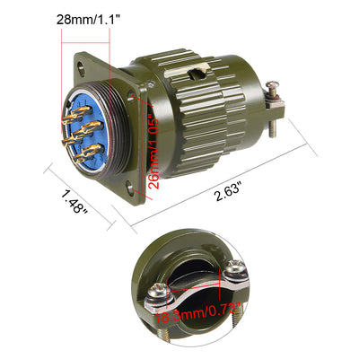 Harfington Uxcell Aviation Connector, 28mm 7P 25A 500V YP28-7 Waterproof Male Wire Panel Power Chassis Metal Fittings Connector Aviation Silver Tone
