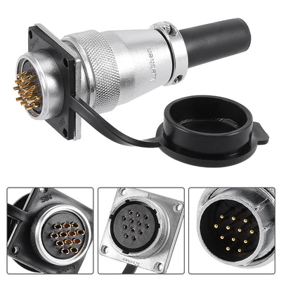 Harfington Uxcell Aviation Connector, 28mm 12P 10A 500V KC28-12 Waterproof Male Wire Panel Power Chassis Metal Fittings Connector Aviation Silver Tone