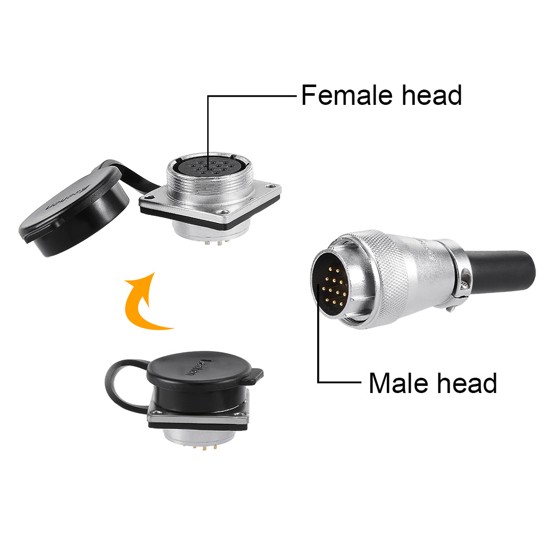 uxcell Uxcell Aviation Connector, 28mm 12P 10A 500V KC28-12 Waterproof Male Wire Panel Power Chassis Metal Fittings Connector Aviation Silver Tone