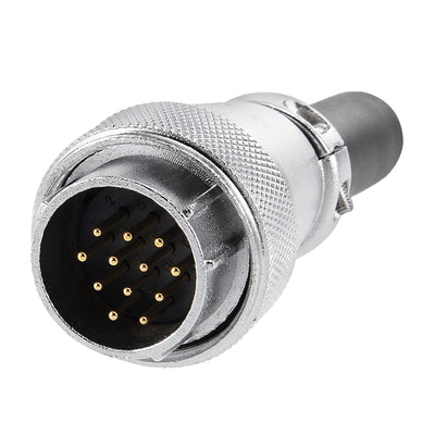 Harfington Uxcell Aviation Connector, 28mm 12P 10A 500V KC28-12 Waterproof Male Wire Panel Power Chassis Metal Fittings Connector Aviation Silver Tone