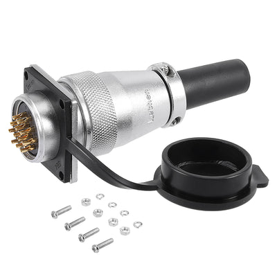 uxcell Uxcell Aviation Connector, 28mm 12P 10A 500V KC28-12 Waterproof Male Wire Panel Power Chassis Metal Fittings Connector Aviation Silver Tone