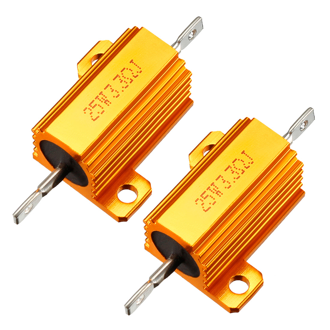 uxcell Uxcell 25W 3.3 Ohm 5% Aluminum Housing Resistor Screw  Chassis Mounted Aluminum Case Wirewound Resistor Load Resistors Gold Tone 2 pcs