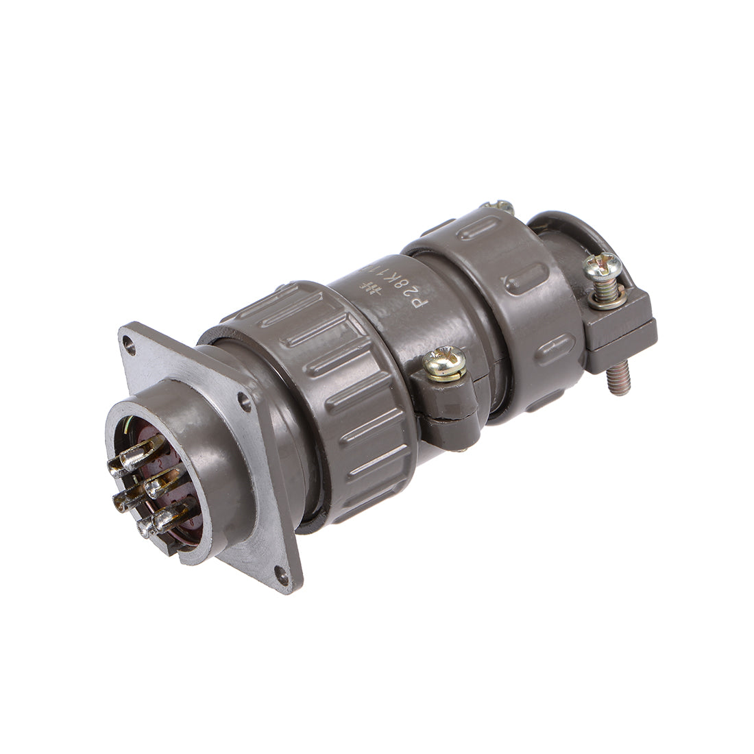 uxcell Uxcell Aviation Connector, 32mm 8P 25A 500V P32-8 Waterproof Male Wire Panel Power Chassis Metal Fittings Connector Aviation Brown