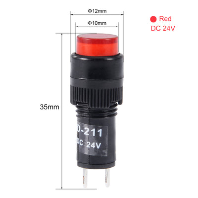 Harfington Indicator Lights DC 24V Neon Bulb Flush Panel Mount 10pcs