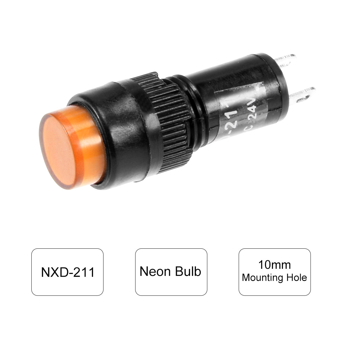 Harfington Indicator Lights DC 24V Neon Bulb Flush Panel Mount 10pcs