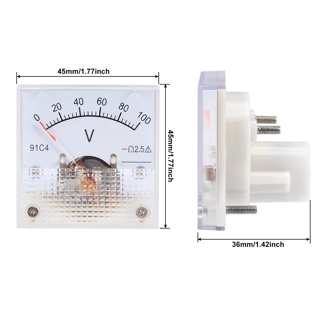 uxcell Uxcell DC 0-100V Analog Panel Voltage Gauge Volt Meter 91C4 2.5% Error