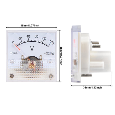 Harfington Uxcell DC 0-100V Analog Panel Voltage Gauge Volt Meter 91C4 2.5% Error