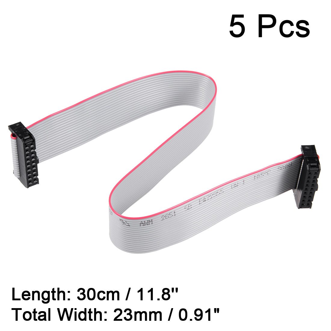 uxcell Uxcell IDC 18 Pins Connector Flat Ribbon Cable Female Connector Length 30cm 2.54mm Pitch,5pcs