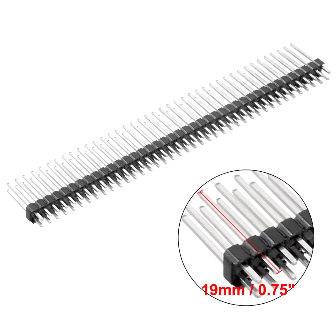 Harfington 5Pcs 2.54mm Pitch 40-Pin 19mm Length Double Row Straight Connector Pin Header Strip for Arduino Prototype Shield