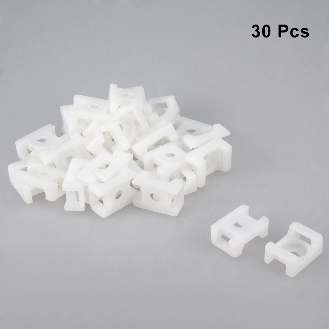 Harfington Cable Tie Base Saddle Wire Holder Nylon 9mm Hole Width White 5mm Dia Hole 30Pcs