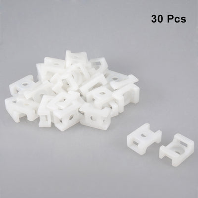 Harfington Cable Tie Base Saddle Wire Holder Nylon 9mm Hole Width White 5mm Dia Hole 30Pcs