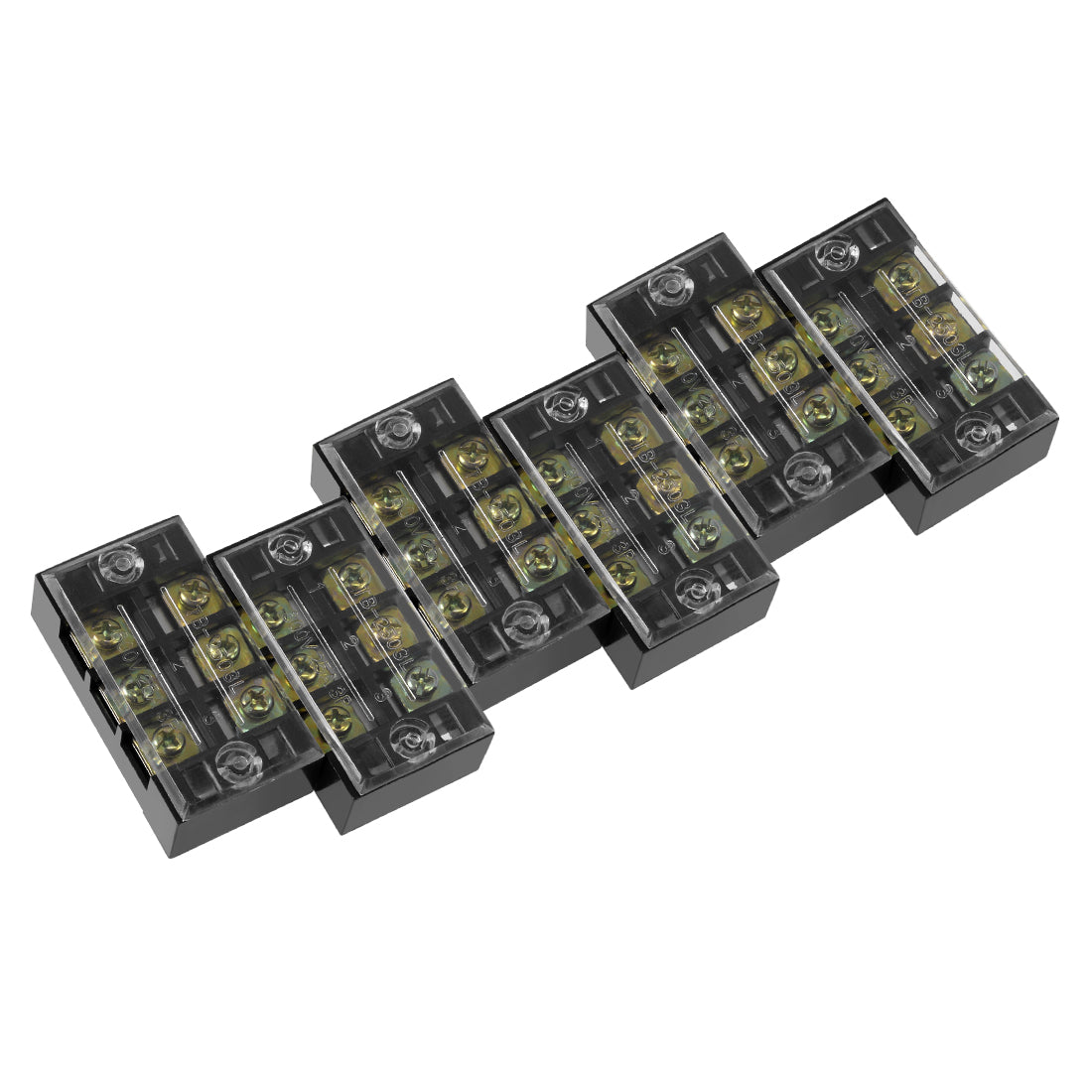 Harfington 6 Pcs Dual Rows 3 Positions 600V 25A Cable Barrier Block Terminal Strip TB-2503L