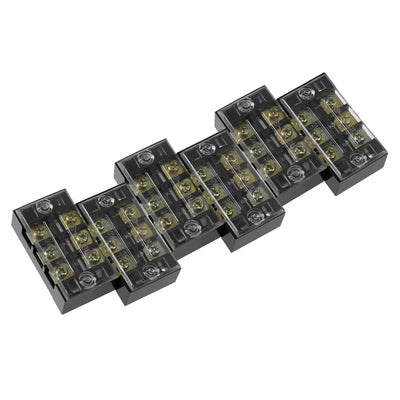 Harfington 6 Pcs Dual Rows 3 Positions 600V 25A Cable Barrier Block Terminal Strip TB-2503L