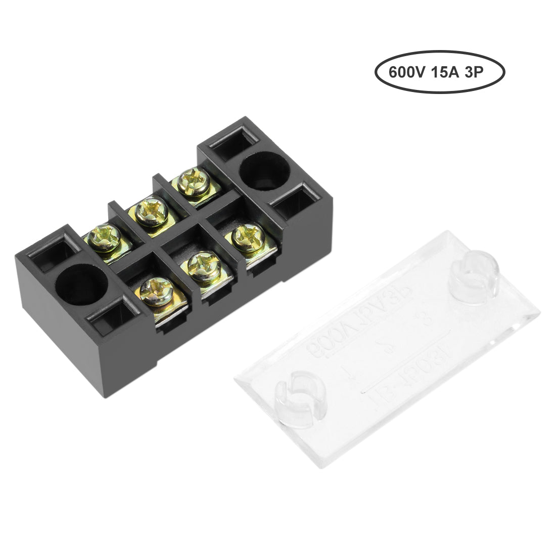 Harfington 6 Pcs Dual Rows 3 Positions 600V 15A Cable Barrier Block Terminal Strip TB-1503L