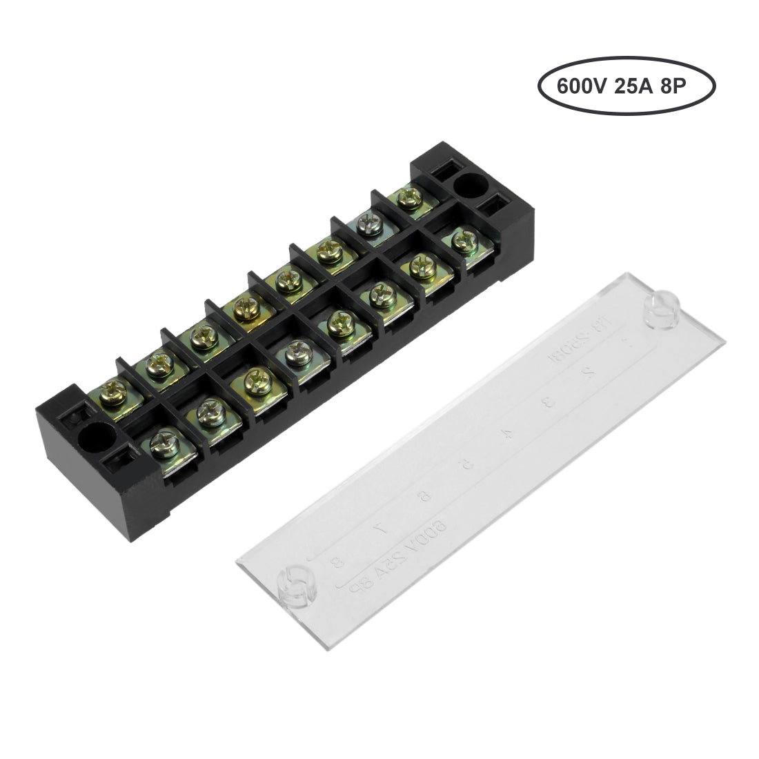 Harfington Dual Rows 8 Positions 600V 25A Wire Barrier Block Terminal Strip TB-2508L