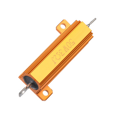 Harfington Uxcell 50W 3 Ohm 5% Aluminum Housing Resistor Screw  Chassis Mounted Aluminum Case Wirewound Resistor Load Resistors Gold Tone 2pcs