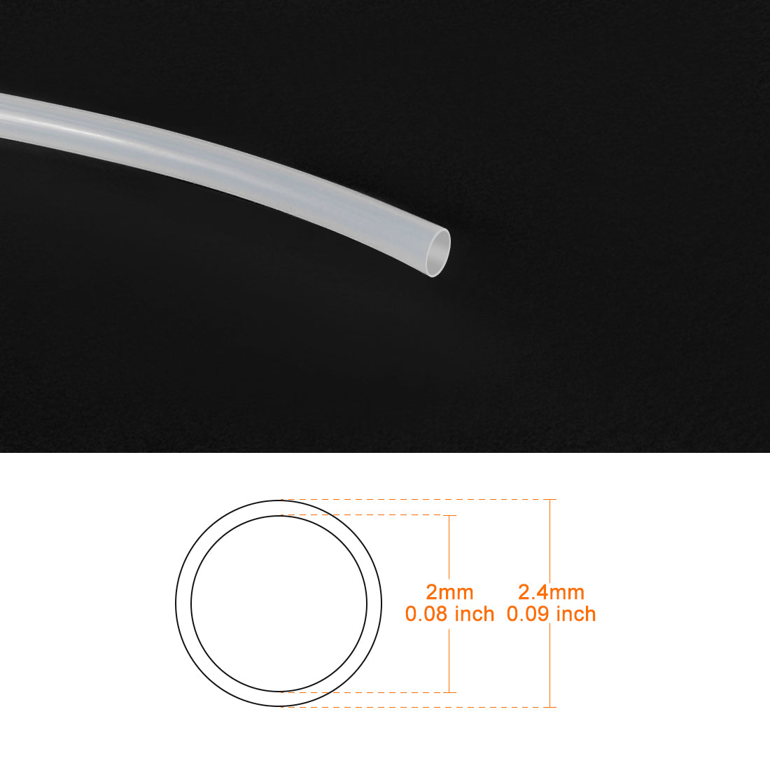 Harfington PTFE Tube Tubing 1.5Meter 4.92ft Lengh Pipe 2mm ID 2.4mm OD for 3D Printer RepRap