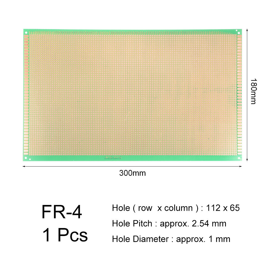 Harfington 18x30cm Single Sided Universal Printed Circuit Board for DIY Soldering Green Thickness 1.6mm 1pcs