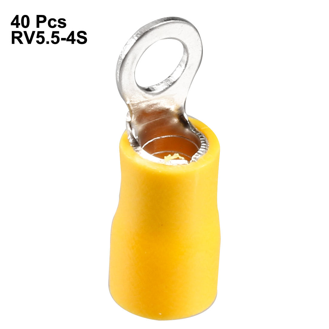 Harfington 40Pcs RV5.5-4S Insulated Terminals Ring Electrical Wire Crimp Connectors for AWG 12-10